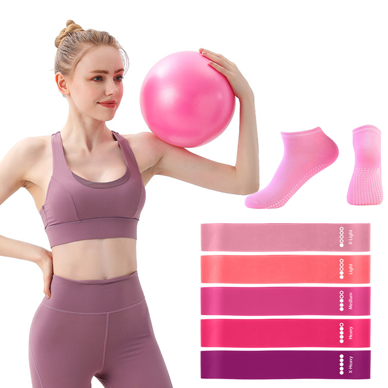 Pilates Yoga Kit - Pilates Ball Resistance Bands Grip Socks