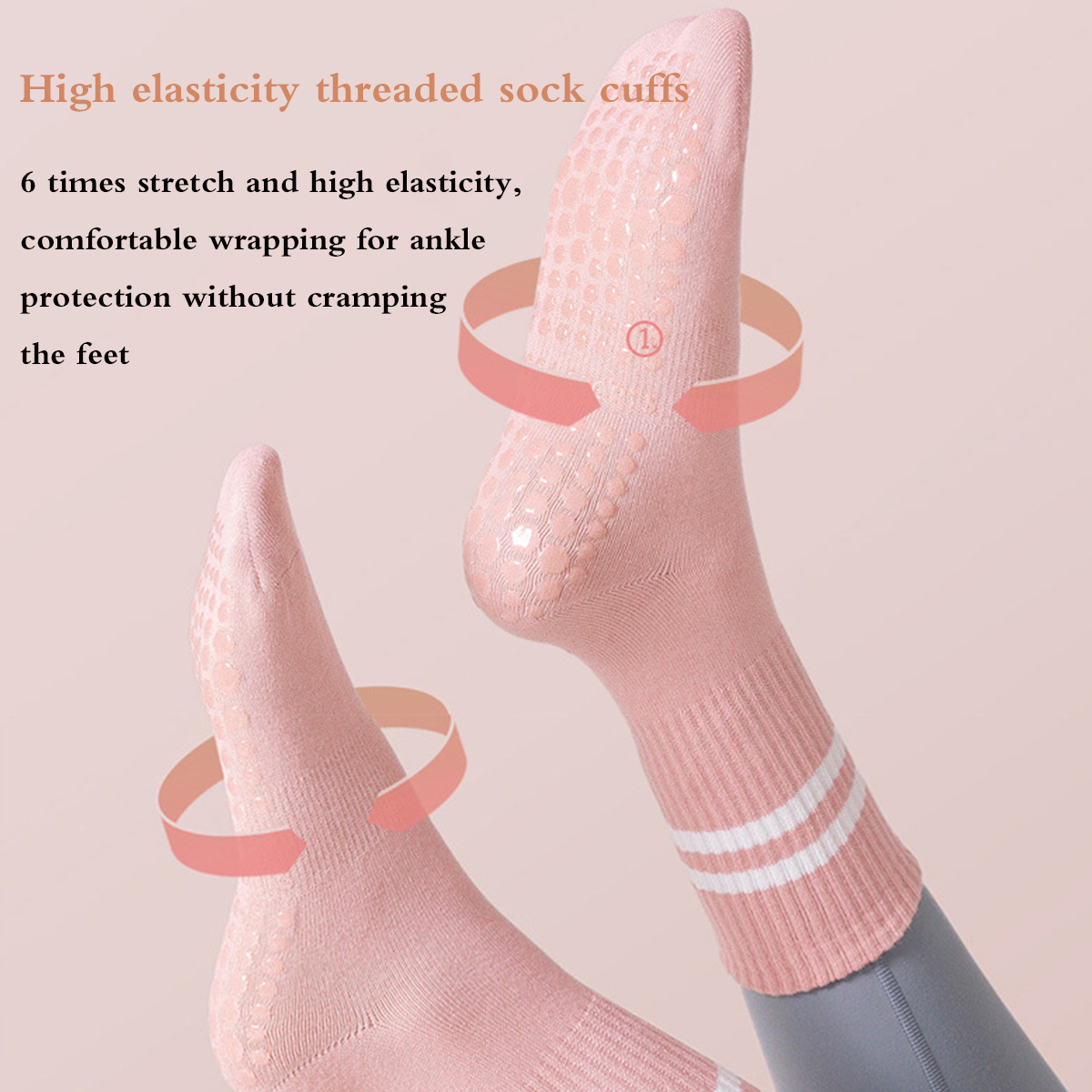 Pilates Yoga Hose - 1 pair of yoga socks, medium