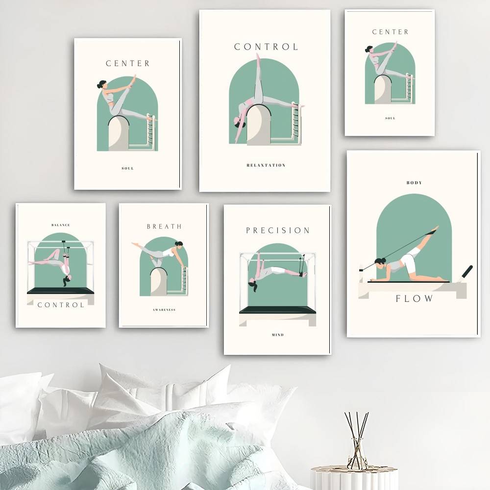 Pilates Yoga Flow - Minimal Pilates Workout Illustration Poster Control