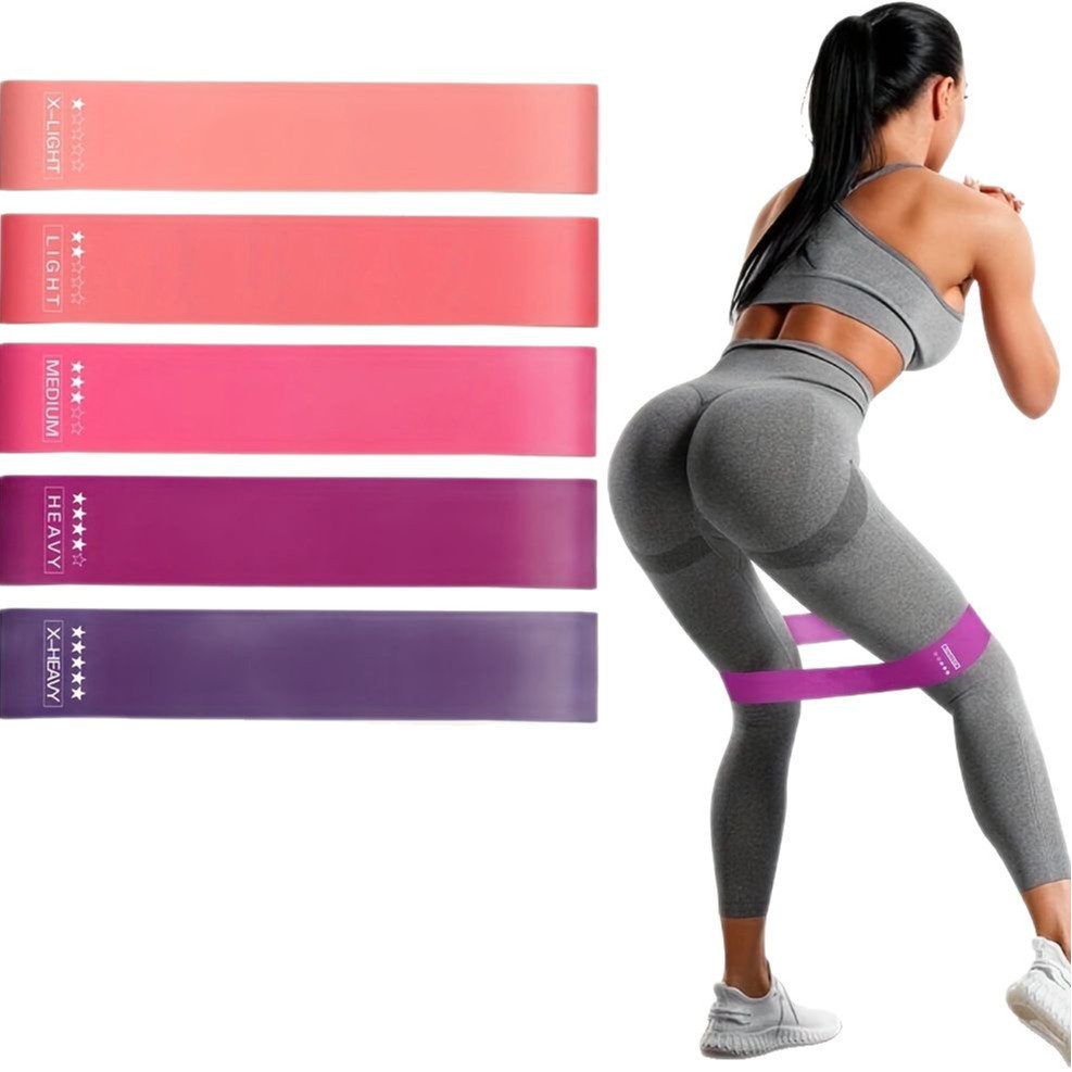 Pilates Yoga Kit - 5-Piece Color Resistance Band Set Portable