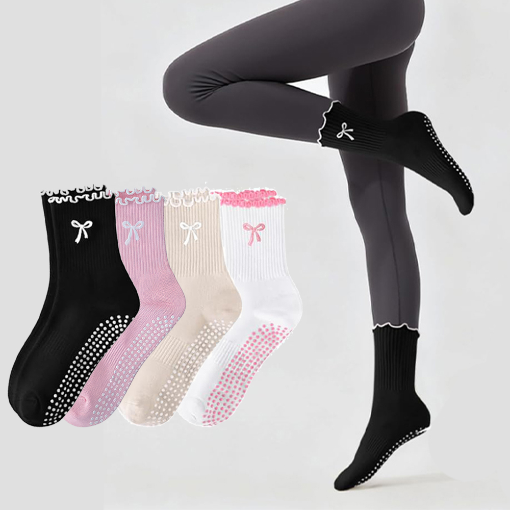 Pilates Yoga Hose - 3 Pairs Non-Slip Grip Pilates Socks
